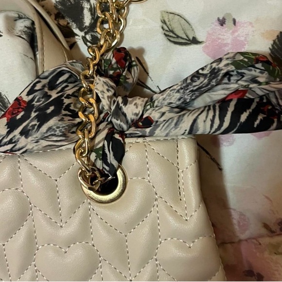 Betsey Johnson Cream Quilted Tote with Gold Chains - Picture 5 of 8